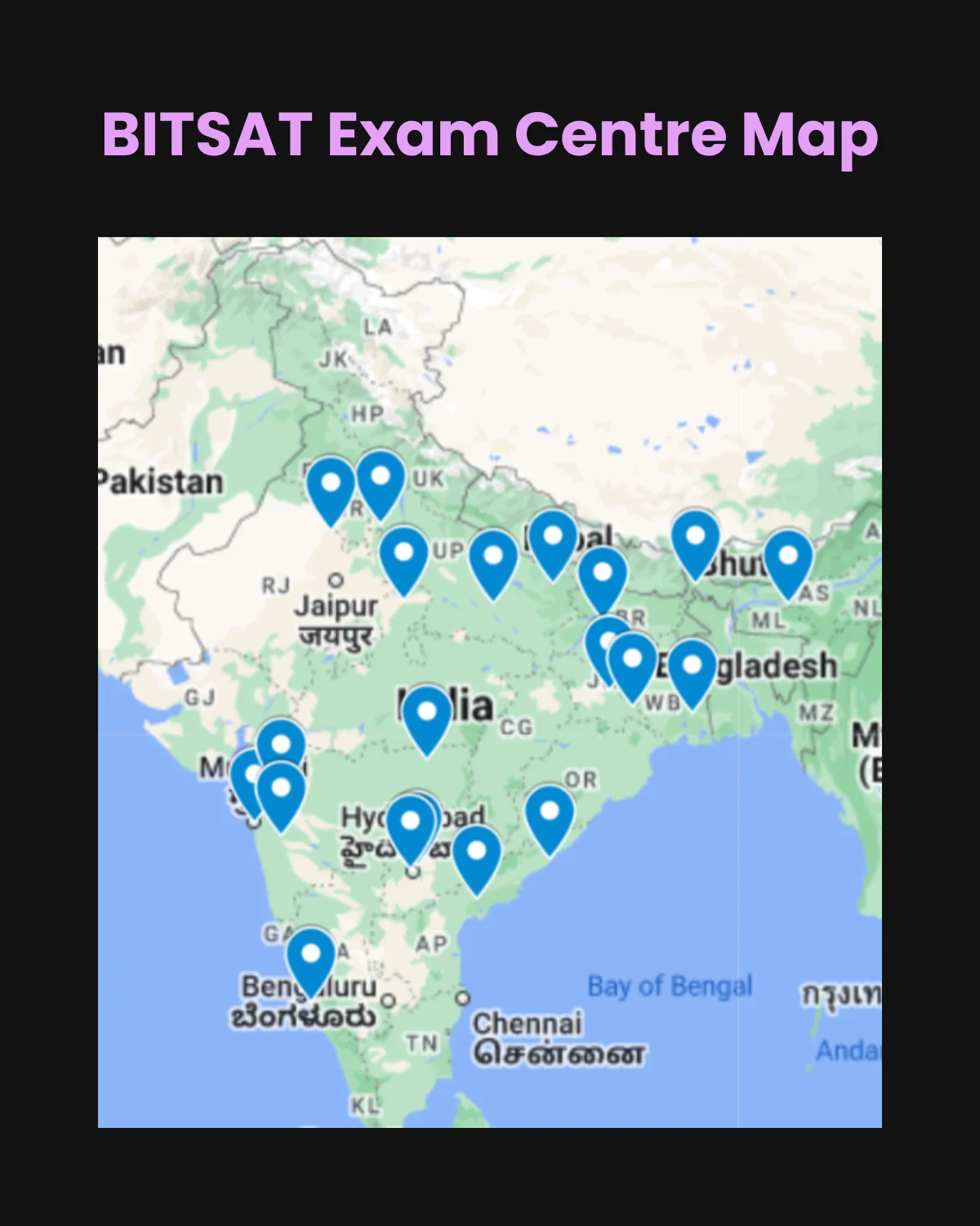 BITSAT exam centre map