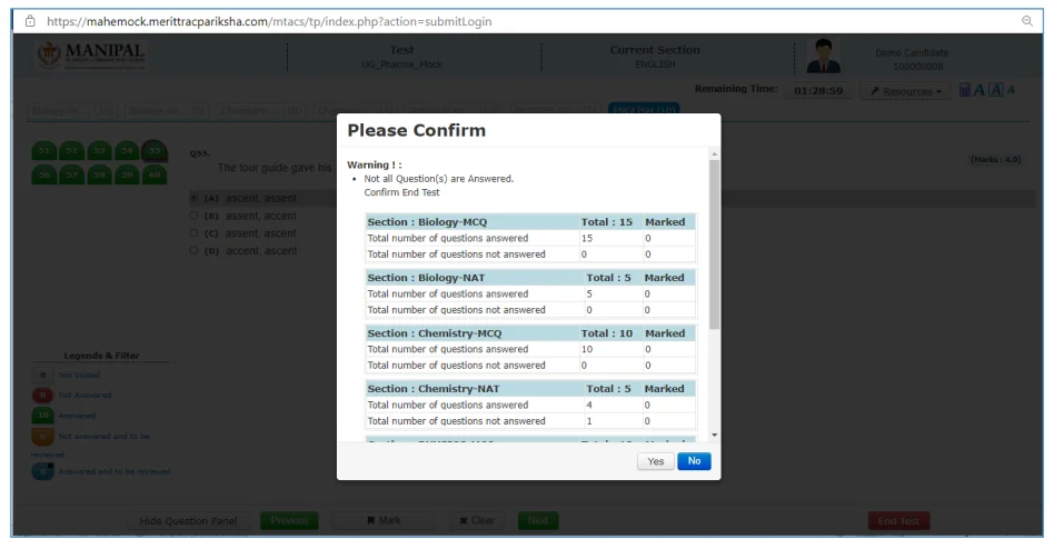 Confirming to End the Test
