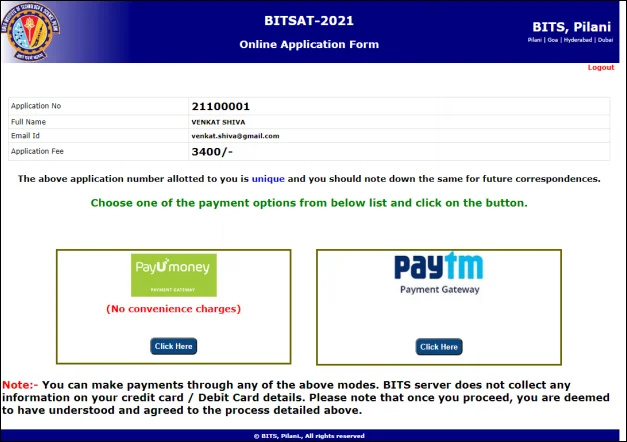 BITSAT 2026 Application Procedure
