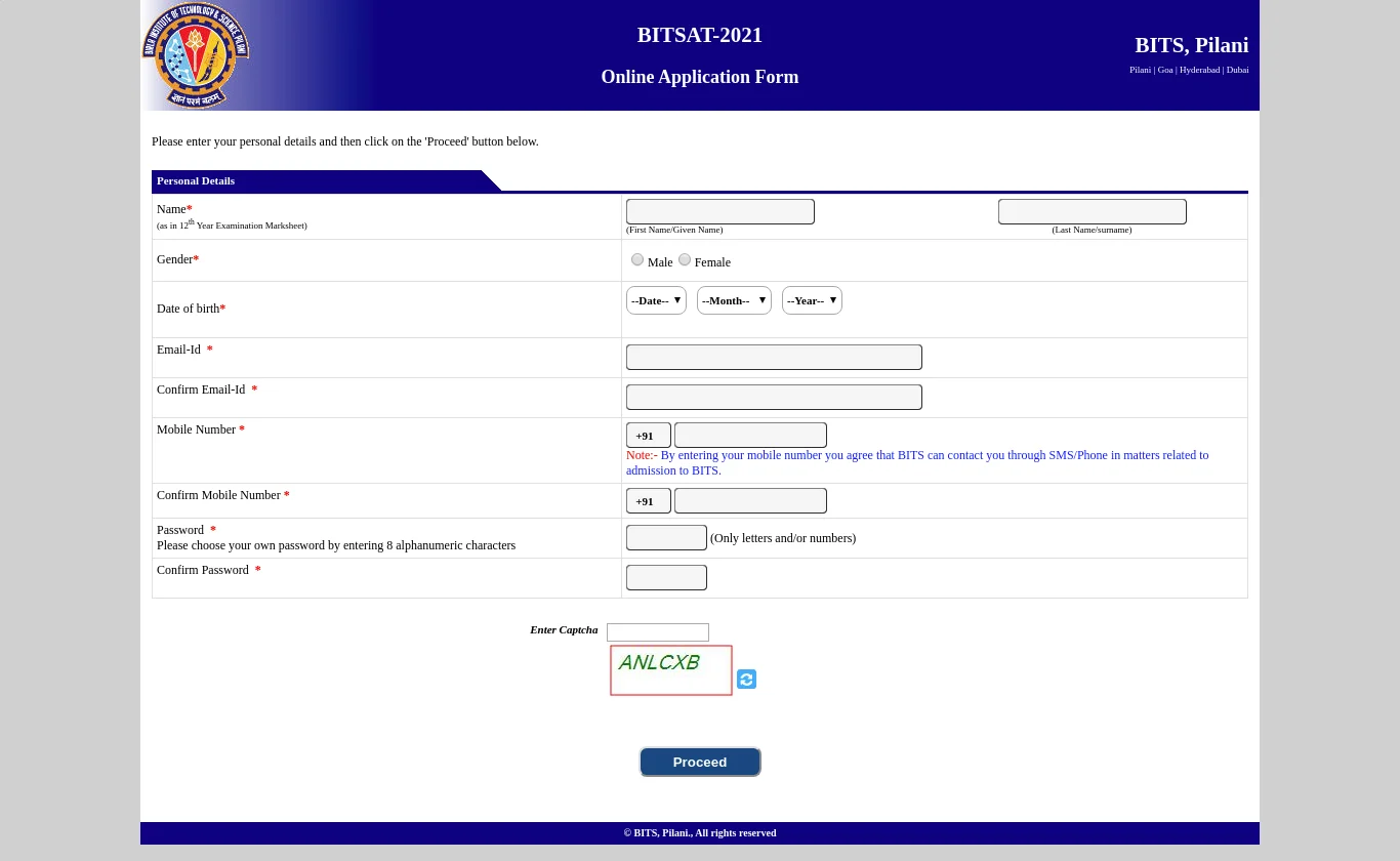 BITSAT 2026 Application Procedure