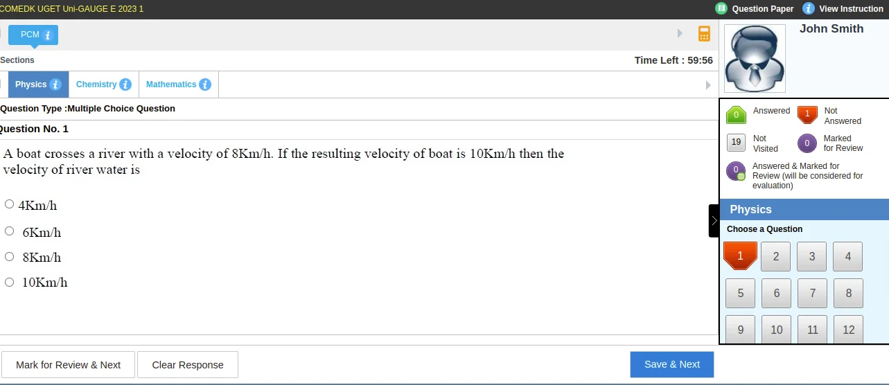 The COMEDK UGET 2026 mock test will appear on the screen. Read the questions carefully and answer them