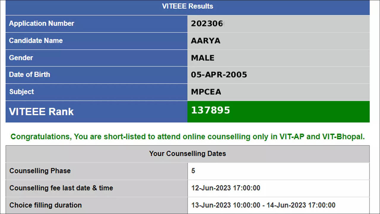 VITEEE 2026 Result