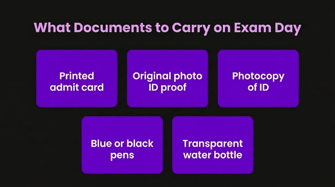 what documents to carry on exam day